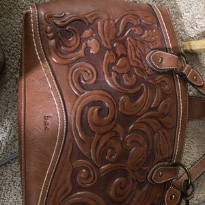 b.o.c. Brown Embossed Leather Handbag